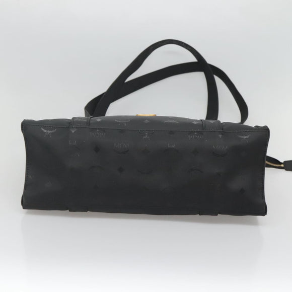MCM Vicetos Logogram Shoulder Bag PVC Black Gold Auth 124358