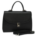 Burberrys Hand Bag Leather 2way Black Silver Auth 124374-1