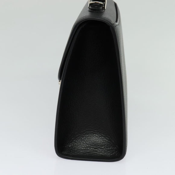 Burberrys Hand Bag Leather 2way Black Silver Auth 124374