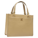 CHANEL Hand Bag Caviar Skin Beige Gold CC Auth 124376-1
