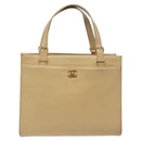 CHANEL Hand Bag Caviar Skin Beige Gold CC Auth 124376-2