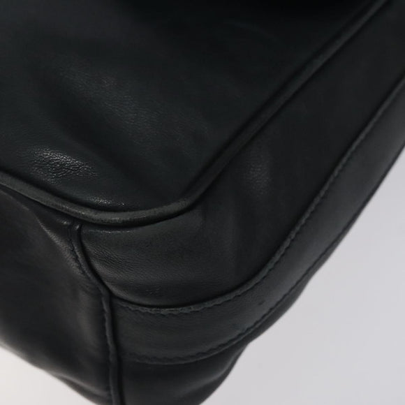 GUCCI Horsebit Shoulder Bag Leather Black Gold 007 3444 0220 Auth 124377