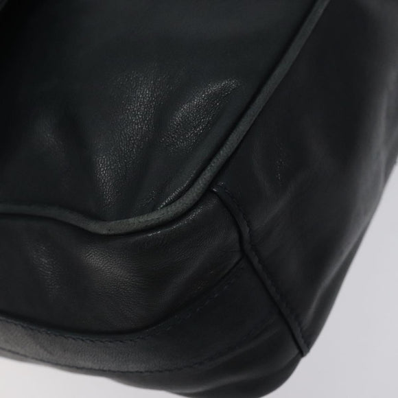 GUCCI Horsebit Shoulder Bag Leather Black Gold 007 3444 0220 Auth 124377