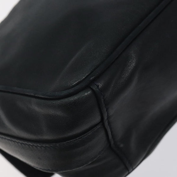 GUCCI Horsebit Shoulder Bag Leather Black Gold 007 3444 0220 Auth 124377