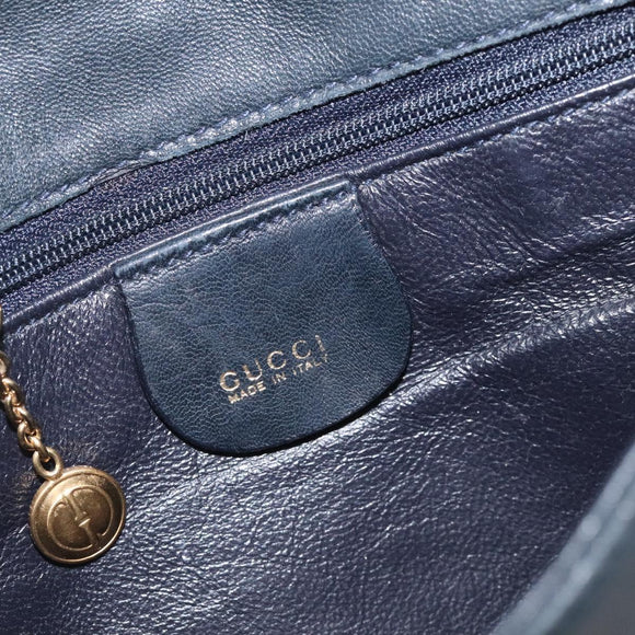 GUCCI Horsebit Shoulder Bag Leather Black Gold 007 3444 0220 Auth 124377