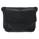 GUCCI Horsebit Shoulder Bag Leather Black Gold 007 3444 0220 Auth 124377-13