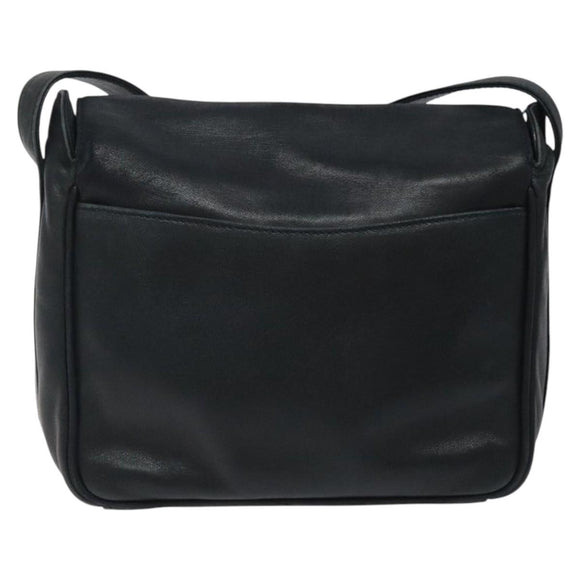 GUCCI Horsebit Shoulder Bag Leather Black Gold 007 3444 0220 Auth 124377