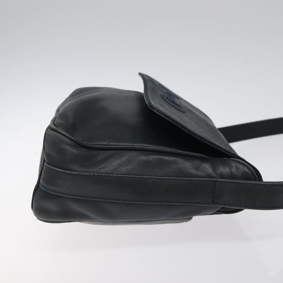 GUCCI Horsebit Shoulder Bag Leather Black Gold 007 3444 0220 Auth 124377