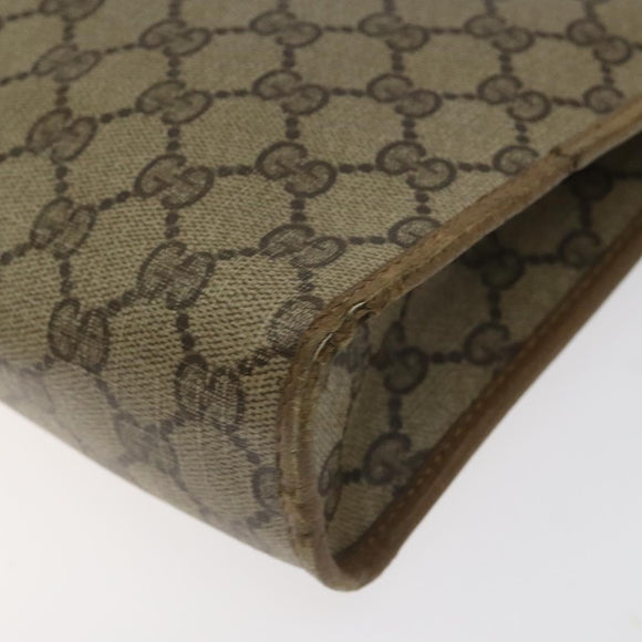 GUCCI GG Supreme Clutch Bag PVC Beige Gold 97 01 038 Auth 124397