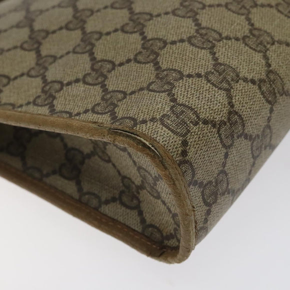 GUCCI GG Supreme Clutch Bag PVC Beige Gold 97 01 038 Auth 124397