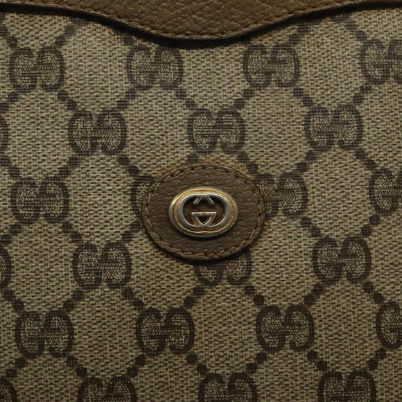 GUCCI GG Supreme Clutch Bag PVC Beige Gold 97 01 038 Auth 124397