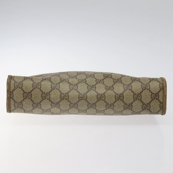 GUCCI GG Supreme Clutch Bag PVC Beige Gold 97 01 038 Auth 124397