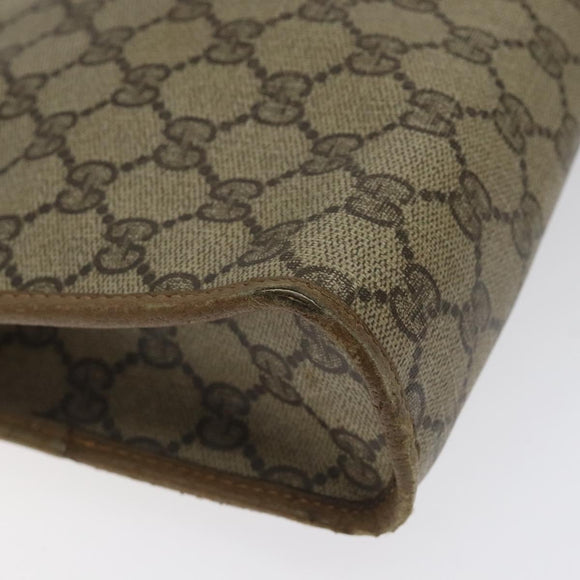GUCCI GG Supreme Clutch Bag PVC Beige Gold 97 01 038 Auth 124397