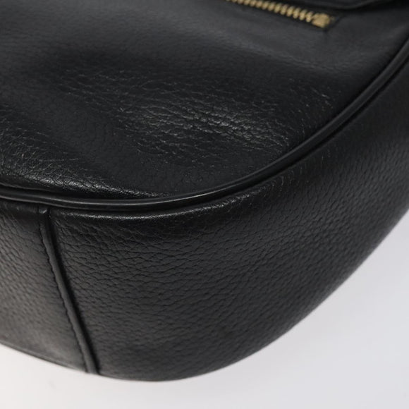 MCM Shoulder Bag Leather Black Gold Auth 124398
