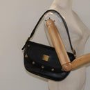 MCM Shoulder Bag Leather Black Gold Auth 124398-22