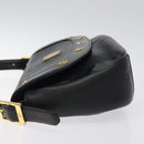 MCM Shoulder Bag Leather Black Gold Auth 124398-4