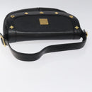 MCM Shoulder Bag Leather Black Gold Auth 124398-7