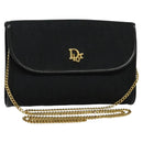 Christian Dior Trotter Canvas Chain Shoulder Bag Brown Gold Auth 124400-1