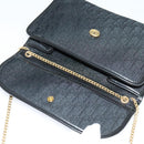 Christian Dior Trotter Canvas Chain Shoulder Bag Brown Gold Auth 124400-10