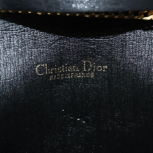 Christian Dior Trotter Canvas Chain Shoulder Bag Brown Gold Auth 124400