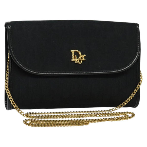 Christian Dior Trotter Canvas Chain Shoulder Bag Brown Gold Auth 124400