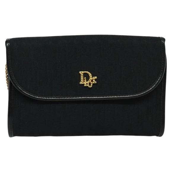 Christian Dior Trotter Canvas Chain Shoulder Bag Brown Gold Auth 124400