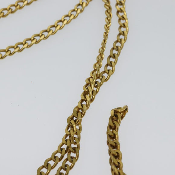 Christian Dior Trotter Canvas Chain Shoulder Bag Brown Gold Auth 124400