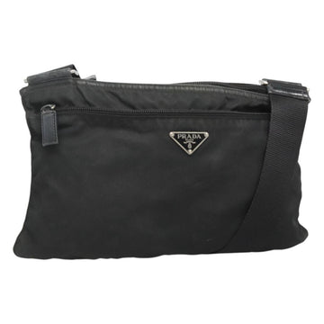 PRADA Shoulder Bag Nylon Black Silver Auth 124420