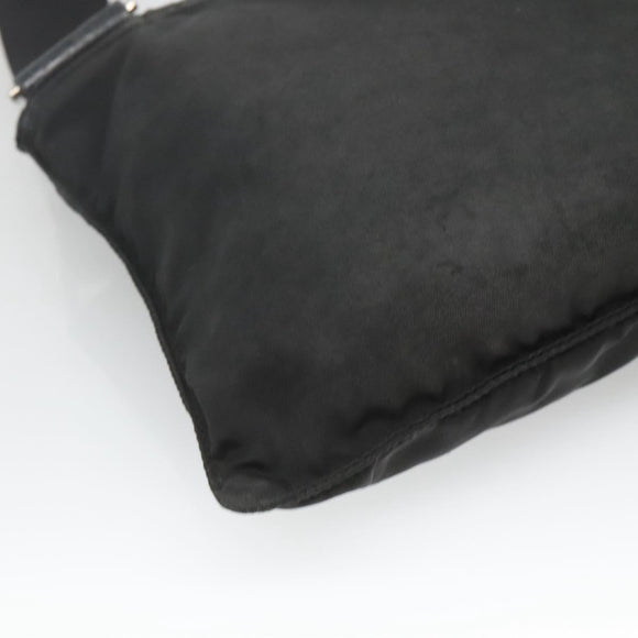 PRADA Shoulder Bag Nylon Black Silver Auth 124420