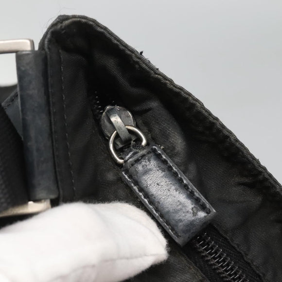 PRADA Shoulder Bag Nylon Black Silver Auth 124420