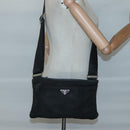 PRADA Shoulder Bag Nylon Black Silver Auth 124420-25