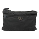 PRADA Shoulder Bag Nylon Black Silver Auth 124420-13