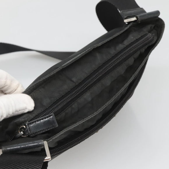 PRADA Shoulder Bag Nylon Black Silver Auth 124420