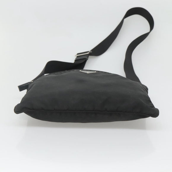 PRADA Shoulder Bag Nylon Black Silver Auth 124420