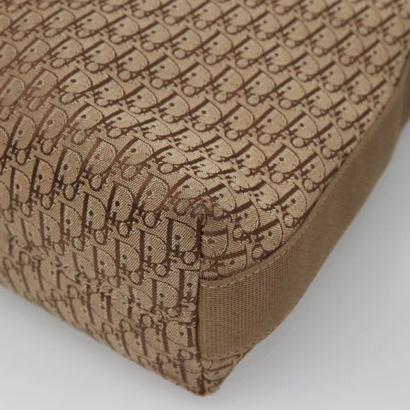 Christian Dior Trotter Canvas Shoulder Bag Beige Gold Auth 124421