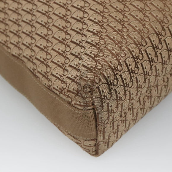 Christian Dior Trotter Canvas Shoulder Bag Beige Gold Auth 124421