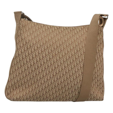 Christian Dior Trotter Canvas Shoulder Bag Beige Gold Auth 124421