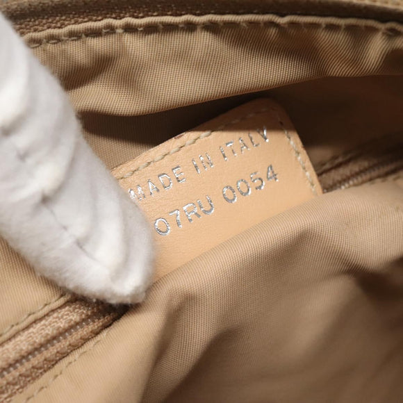 Christian Dior Trotter Canvas Shoulder Bag Beige Gold Auth 124421