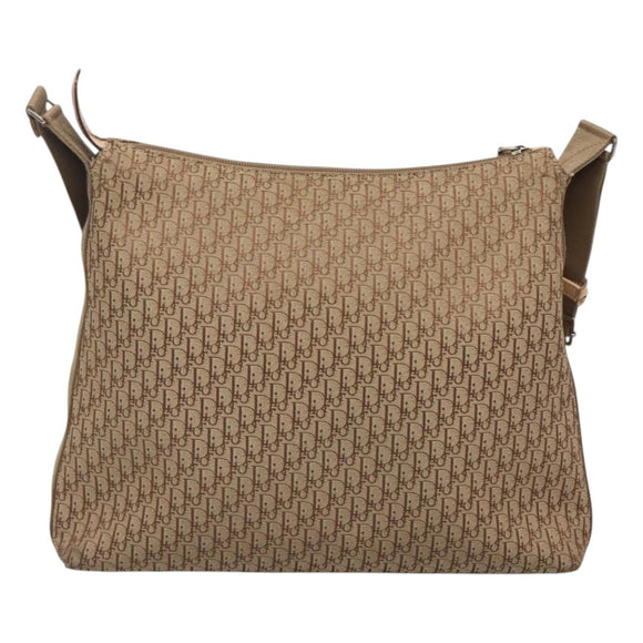 Christian Dior Trotter Canvas Shoulder Bag Beige Gold Auth 124421
