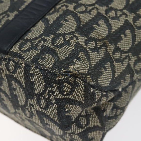 Christian Dior Trotter Canvas Hand Bag Navy Gold Auth 124422