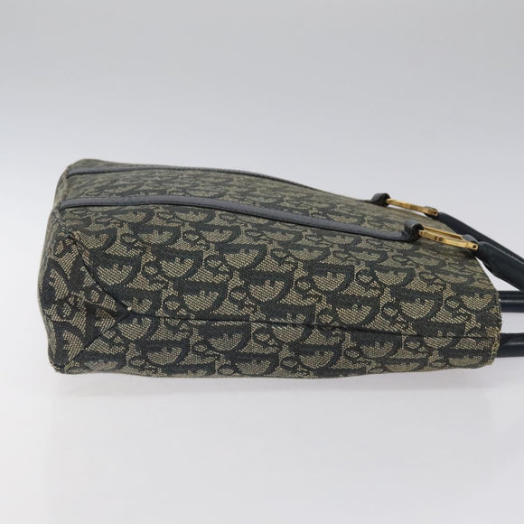 Christian Dior Trotter Canvas Hand Bag Navy Gold Auth 124422
