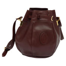 CARTIER Must Line Shoulder Bag Leather Bordeaux Gold Auth 124429-1