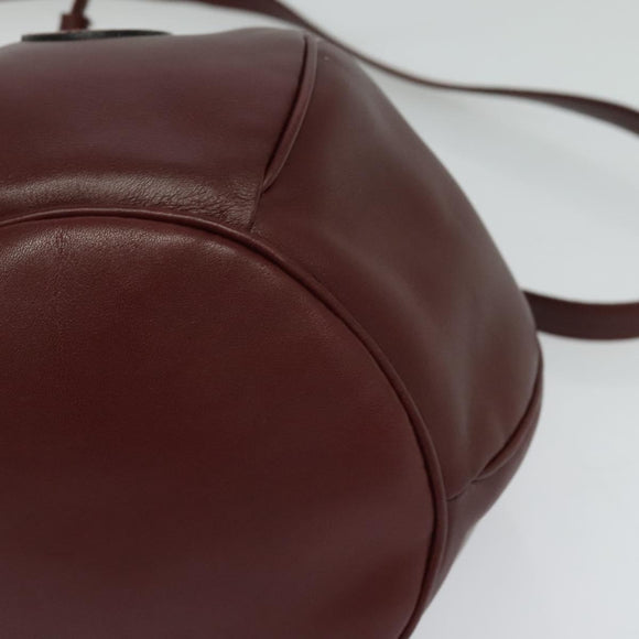 CARTIER Must Line Shoulder Bag Leather Bordeaux Gold Auth 124429