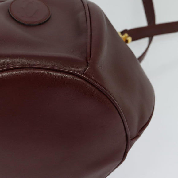 CARTIER Must Line Shoulder Bag Leather Bordeaux Gold Auth 124429