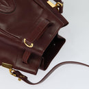 CARTIER Must Line Shoulder Bag Leather Bordeaux Gold Auth 124429-6