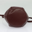CARTIER Must Line Shoulder Bag Leather Bordeaux Gold Auth 124429-9