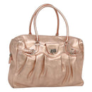 Salvatore Ferragamo Gancini Shoulder Bag Leather Silver Pink gold Auth 124430-1