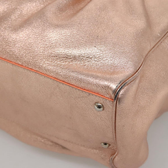 Salvatore Ferragamo Gancini Shoulder Bag Leather Silver Pink gold Auth 124430