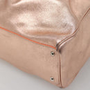 Salvatore Ferragamo Gancini Shoulder Bag Leather Silver Pink gold Auth 124430-12