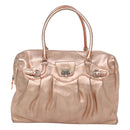 Salvatore Ferragamo Gancini Shoulder Bag Leather Silver Pink gold Auth 124430-2